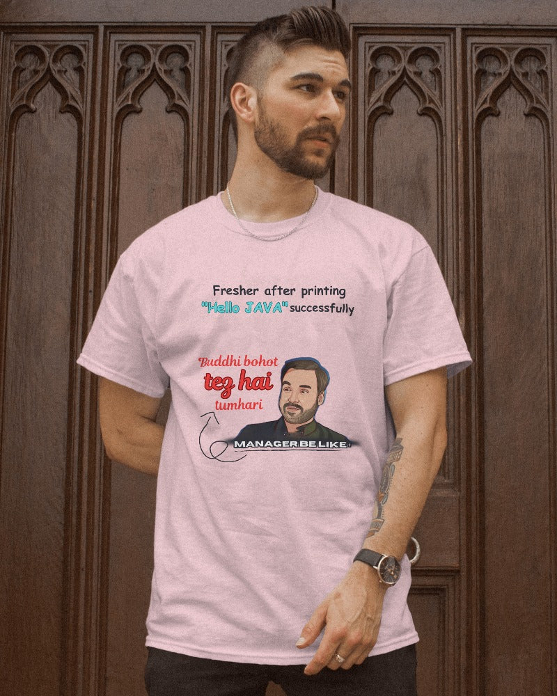 #1134 - Khaleen Bhaiya being Manager Unisex Tee | Mirzapur Exclusive | Light Base